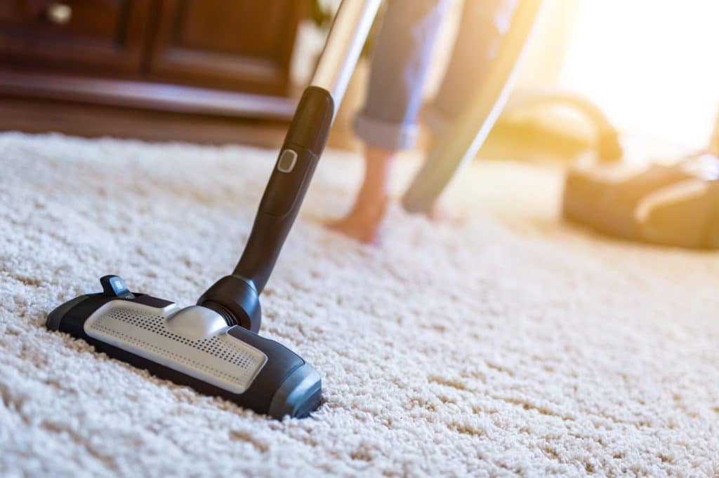What Causes Carpet Beetles? Keeping an unclean home can attract these pests. Someone vacuuming their rug in order to prevent carpet beetles.